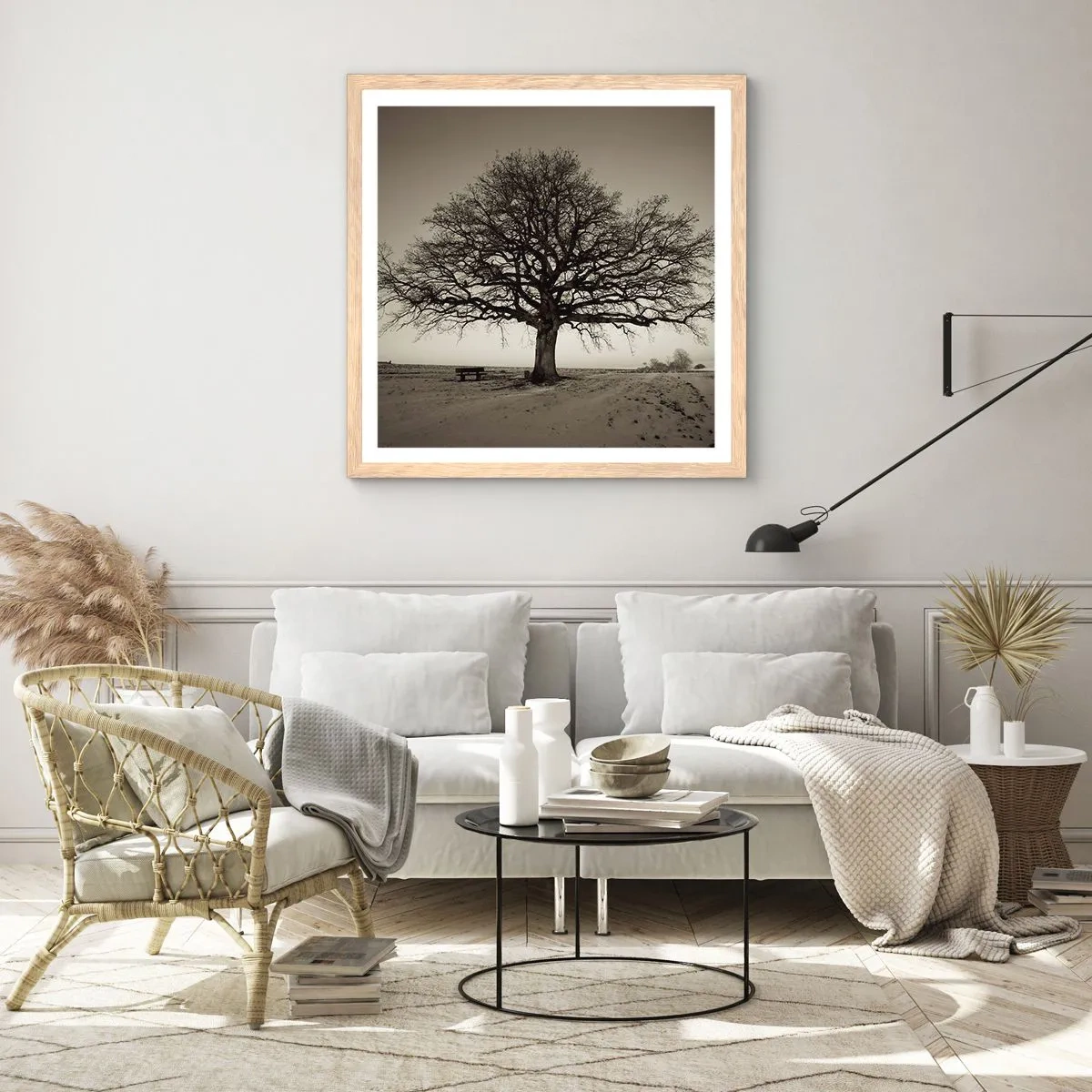 Poster in einem Rahmen aus heller Eiche - Von hier zu Ewigkeit - 40x40 cm