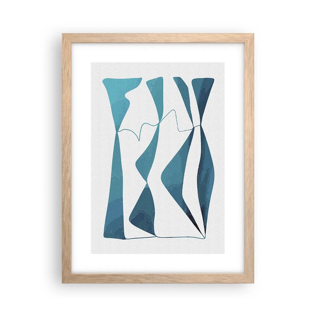 Poster in einem Rahmen aus heller Eiche - Abstraktion: türkisfarbene Verbindung - 30x40 cm