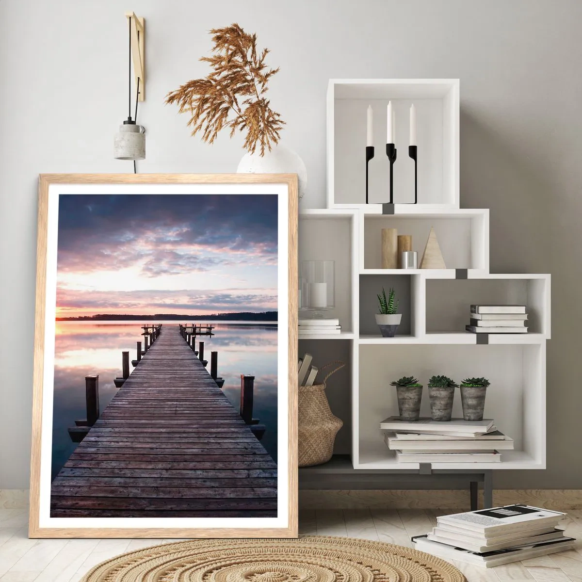 Poster in einem Rahmen aus heller Eiche - Eine stille Grenze zwischen Tag und Nacht - 61x91 cm