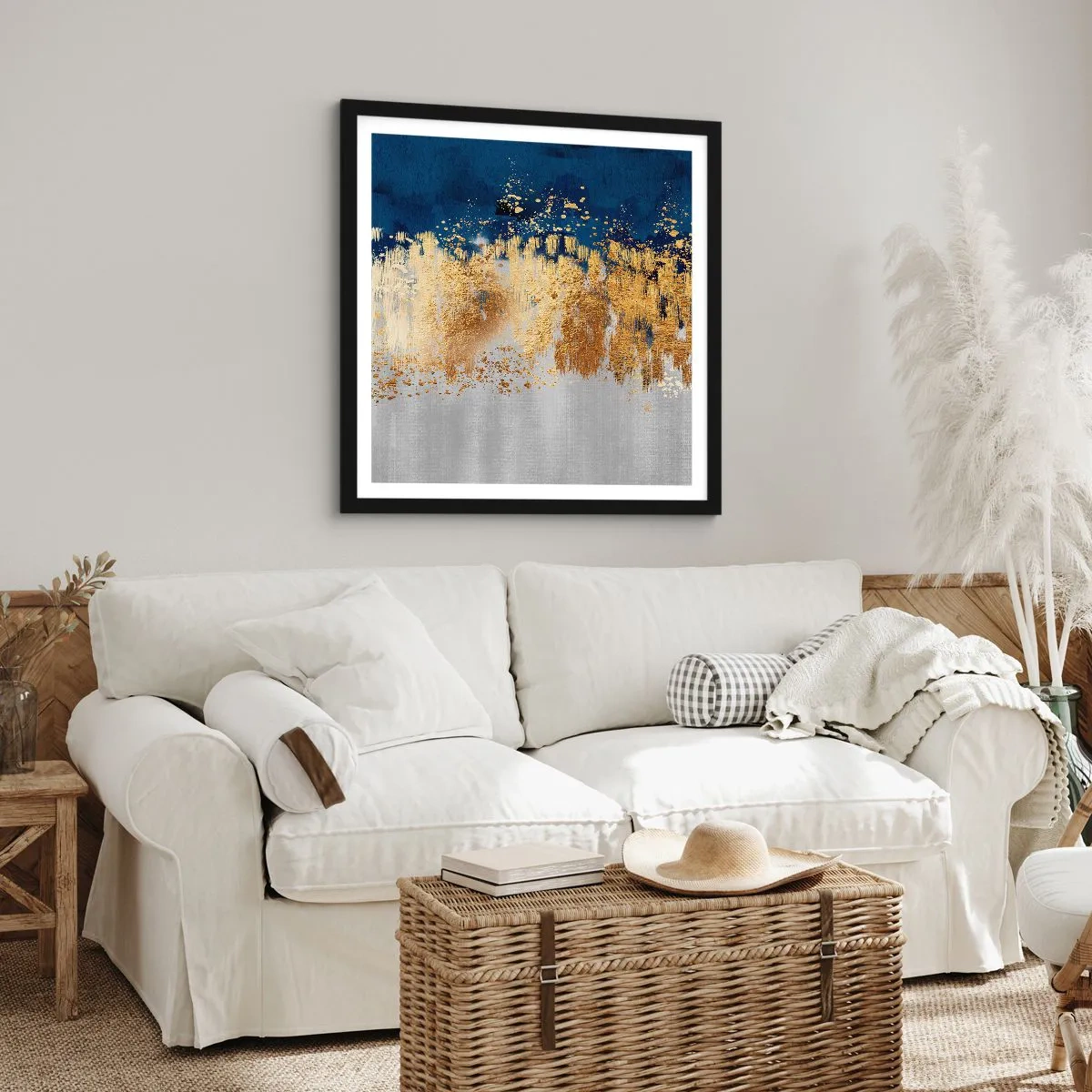 Poster in einem schwarzem Rahmen - Moderne Komposition mit Glanz - 50x50 cm