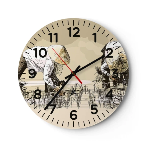 Wanduhr - Glasuhr - Erfolgreiche Ernte - 40x40 cm