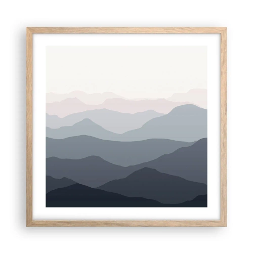 Poster in einem Rahmen aus heller Eiche - Wellen der Berge - 50x50 cm