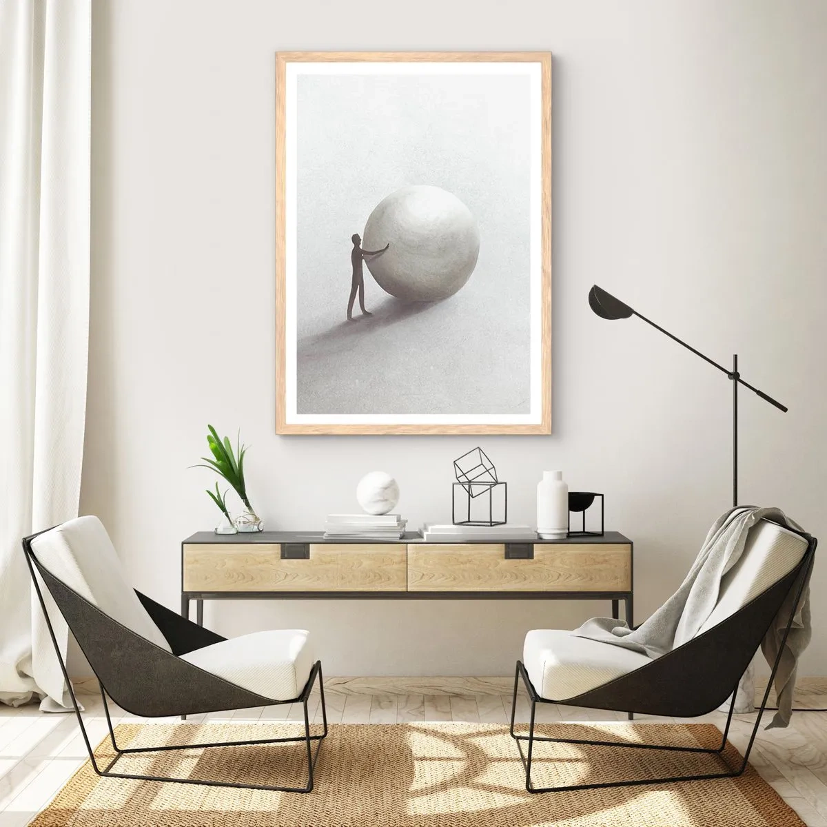 Poster in einem Rahmen aus heller Eiche - Das Spiel des Lebens - 40x50 cm