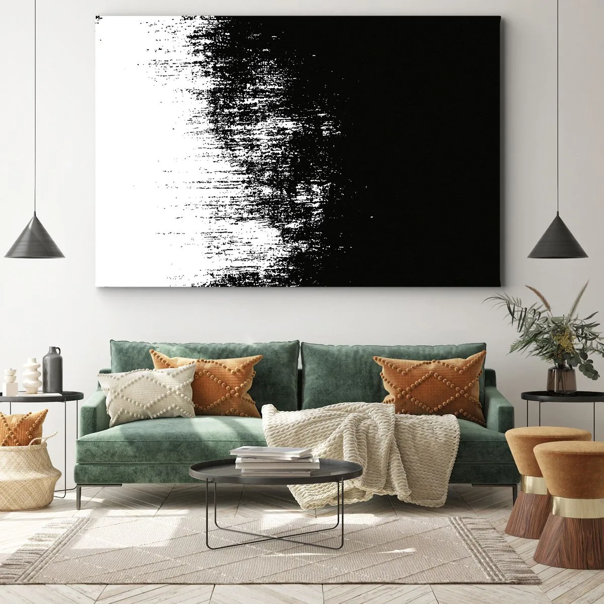 Bild auf Leinwand - Leinwandbild - Minimalistische Abstraktion in Schwarzweiß - 100x70cm - Und der Gewinner ist ... - Moderne Wanddekoration für Wohnzimmer und Schlafzimmer ARTTOR