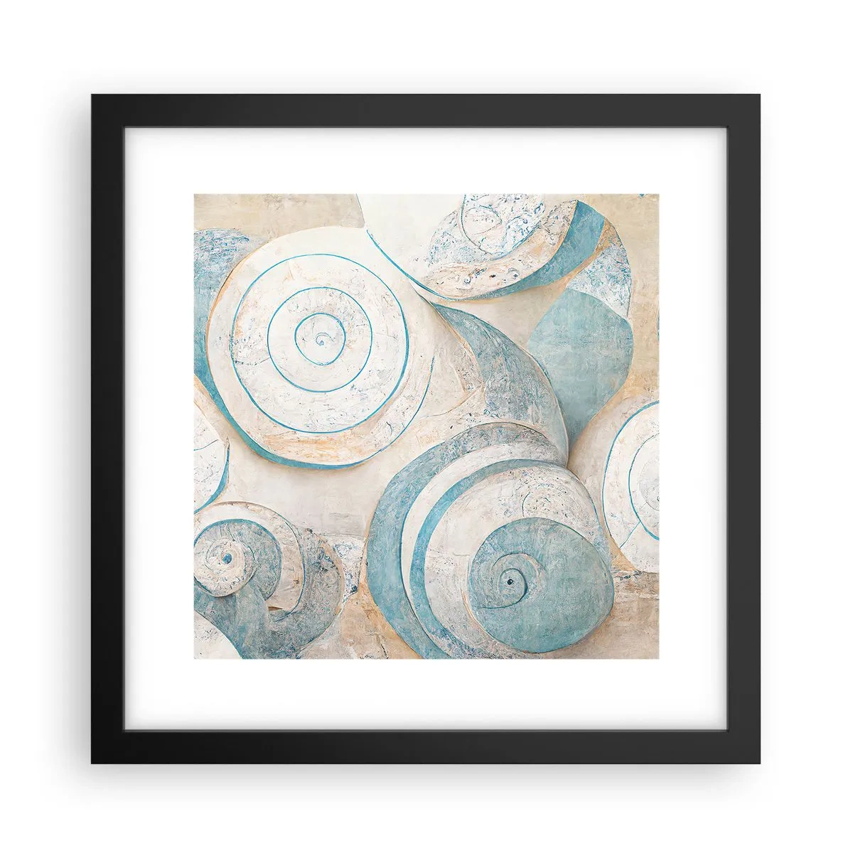 Poster in einem schwarzem Rahmen - Was verbirgt sich in der Muschel? - 30x30 cm