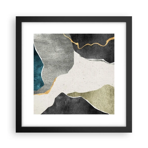 Poster in einem schwarzem Rahmen - Mosaikkomposition mit Goldfaden - 30x30 cm