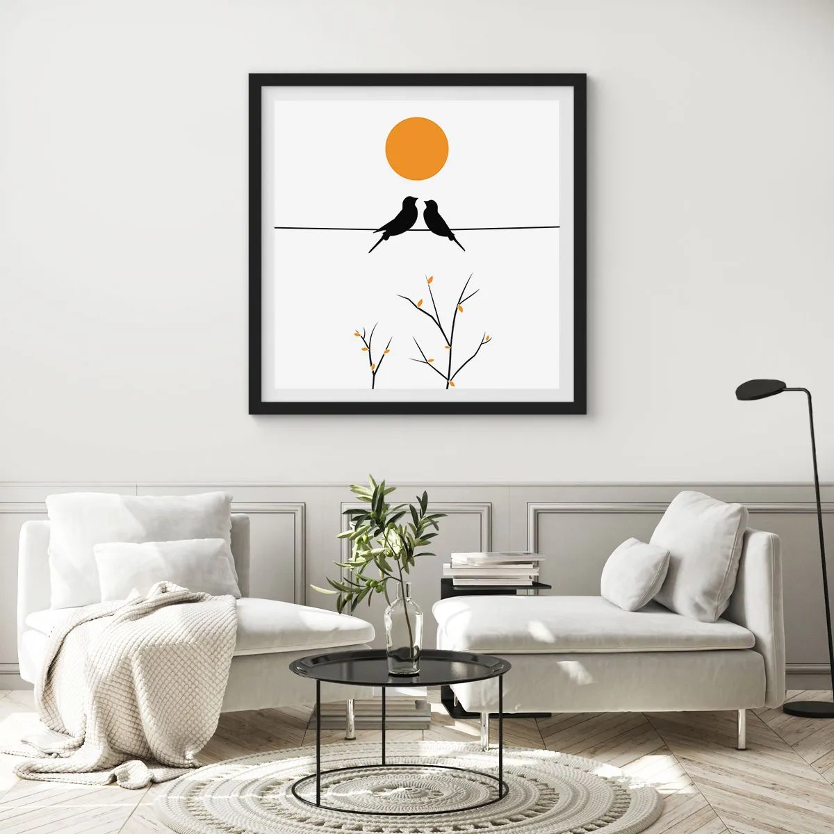 Poster in einem schwarzem Rahmen - Abend der Nachtigallen - 40x40 cm