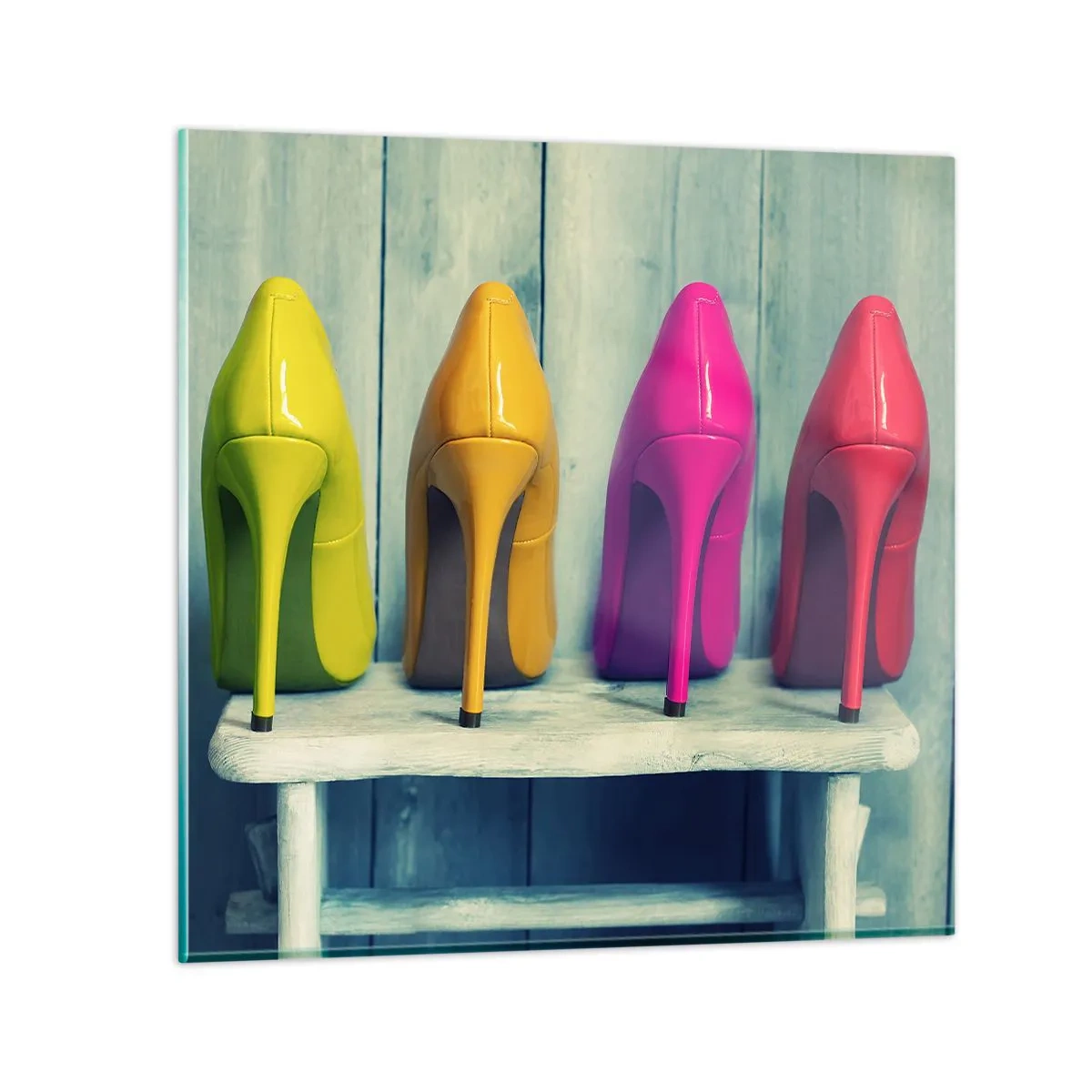 Glasbild - Bild auf glas - Spazierengehen auf dem Regenbogen - 70x70 cm