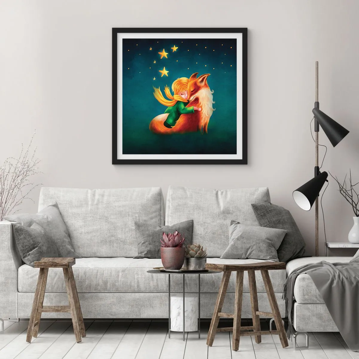 Poster in einem schwarzem Rahmen - Kleiner Prinz - 40x40 cm