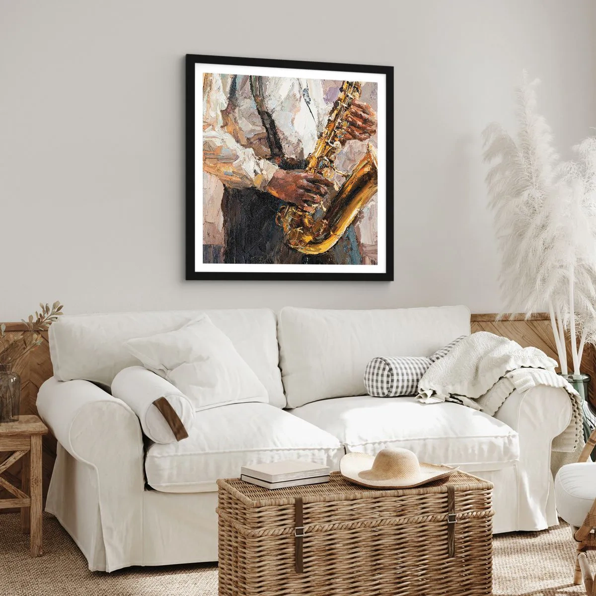 Poster in einem schwarzem Rahmen - Zeit fürs Solo - 50x50 cm