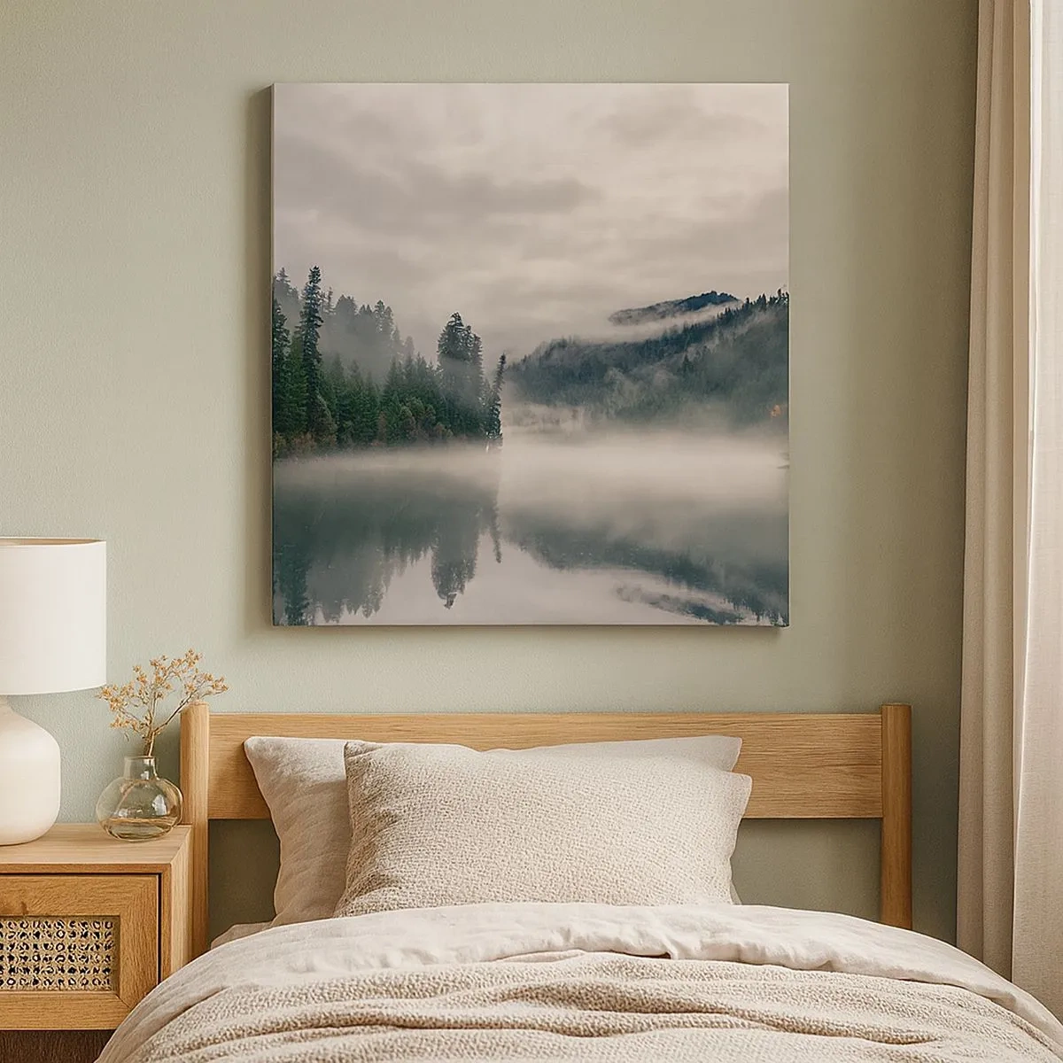 Bild auf Leinwand - Leinwandbild - In Reflexion, im Nebel - 30x30 cm