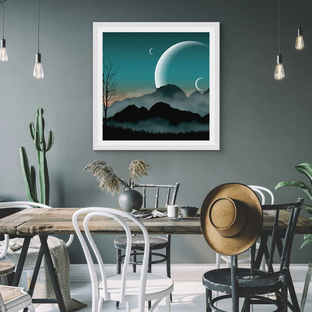 Poster in einem weißen Rahmen - Karneval in der Sternenacht - 50x50 cm