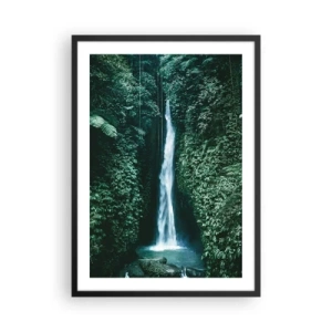 Poster in einem schwarzem Rahmen - Wasserfall im tropischen Dschungel - 50x70cm - Tropisches Spa - Moderne Wanddekoration für Wohnzimmer und Schlafzimmer ARTTOR