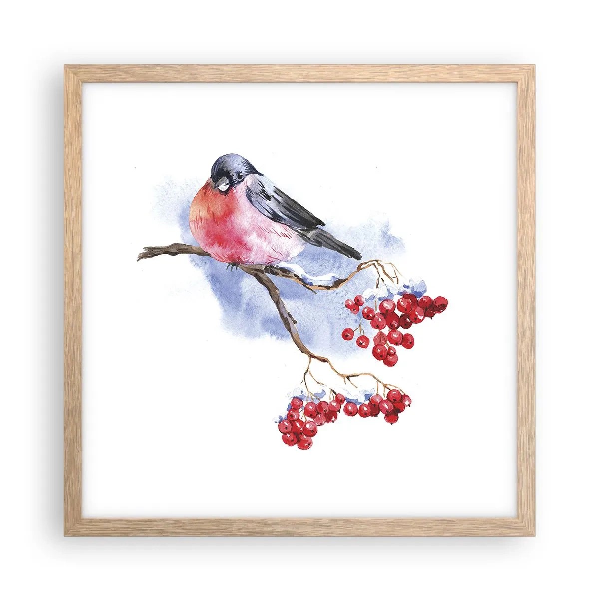 Poster in einem Rahmen aus heller Eiche - Winter in Farbe - 40x40 cm