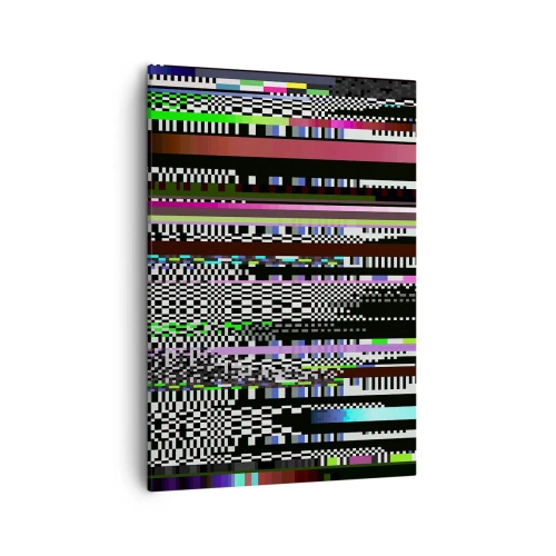 Bild auf Leinwand - Leinwandbild - Bunte Linien und Pixel im abstrakten Stil - 50x70cm - Das Kontrollbild der Realität - Moderne Wanddekoration für Wohnzimmer und Schlafzimmer ARTTOR