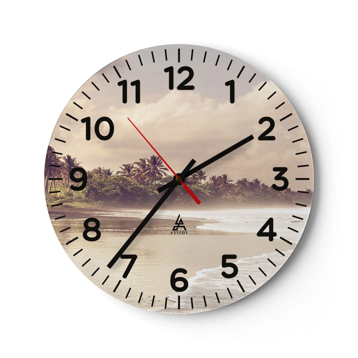Wanduhr - Glasuhr - Die Liebkosung der Wellen - 40x40 cm