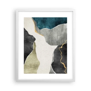 Poster in einem weißen Rahmen - Mosaikkomposition mit Goldfaden - 40x50 cm