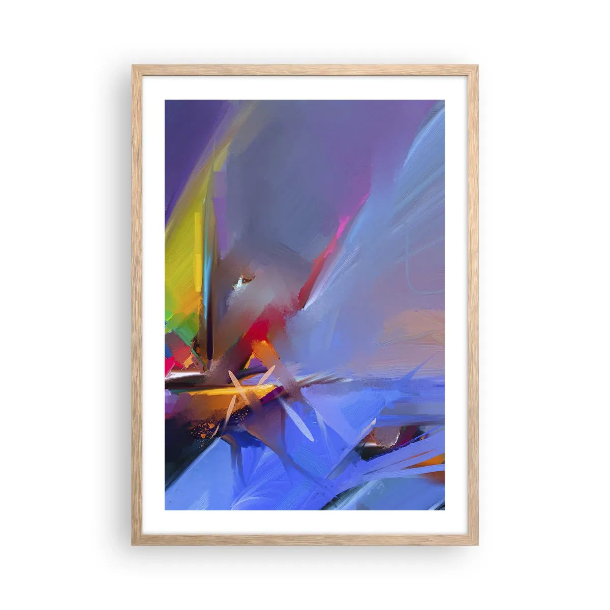 Poster in einem Rahmen aus heller Eiche - Propeller wie ein Vogel - 50x70 cm