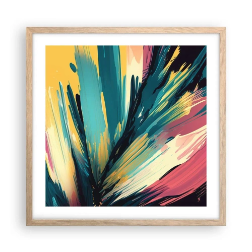 Poster in einem Rahmen aus heller Eiche - Komposition – eine Explosion der Freude - 50x50 cm