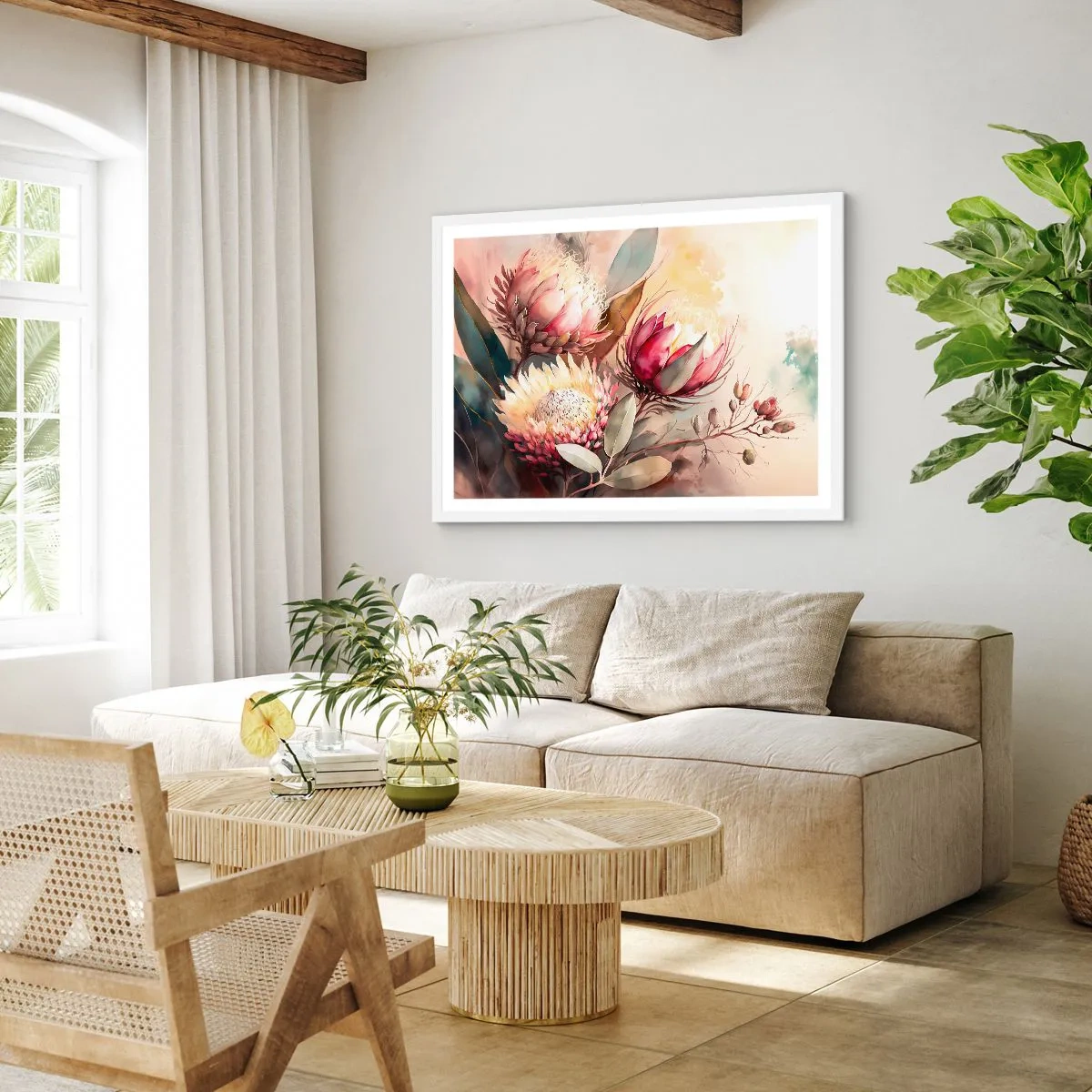 Poster in einem weißen Rahmen - Im Profil und en face - 100x70 cm