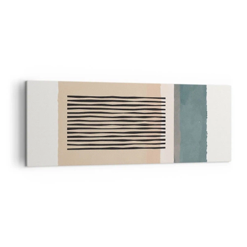 Bild auf Leinwand - Leinwandbild - Minimalistische geometrische Formen in Beige- und Grüntönen - 140x50cm - Alles ist in Ordnung - Moderne Wanddekoration für Wohnzimmer und Schlafzimmer ARTTOR