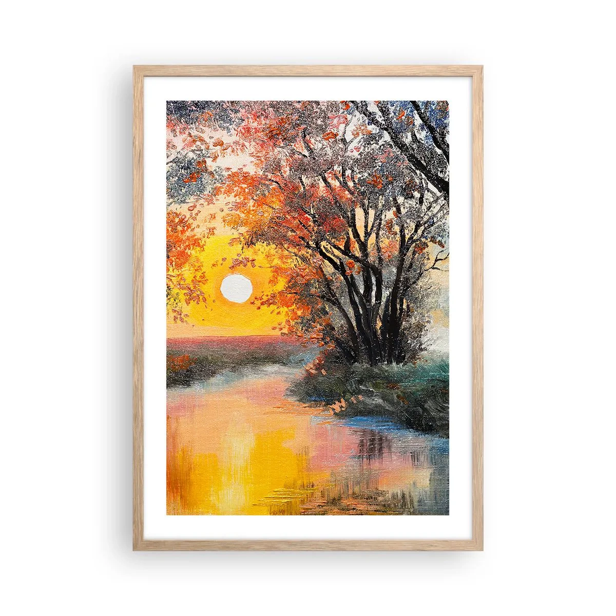 Poster in einem Rahmen aus heller Eiche - Herbststimmung - 50x70 cm