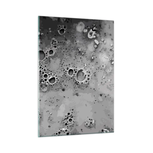 Glasbild - Bild auf glas - Ein abstraktes Muster in Grautönen, das der Oberfläche des Mondes ähnelt. - 50x70cm - Wie eine Mondlandschaft - Moderne Wanddekoration für Wohnzimmer und Schlafzimmer ARTTOR