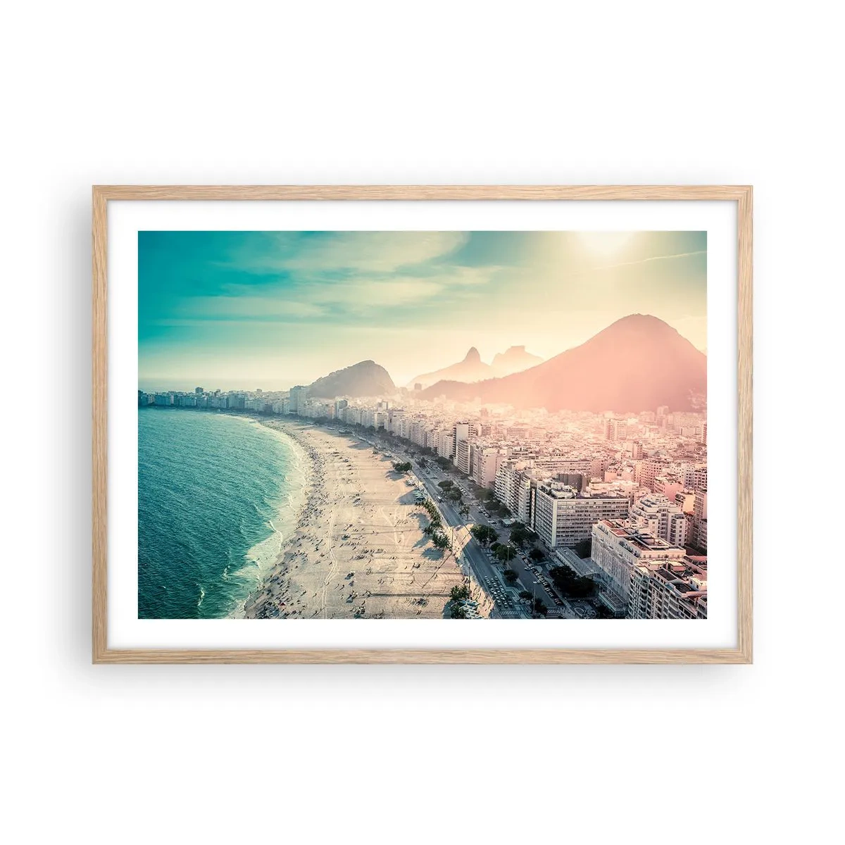 Poster in einem Rahmen aus heller Eiche - Ewiger Urlaub in Rio - 70x50 cm