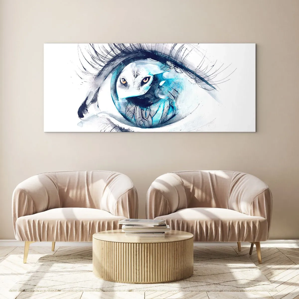 Glasbild - Bild auf glas - Auge in Auge mit Wildheit - 90x30 cm