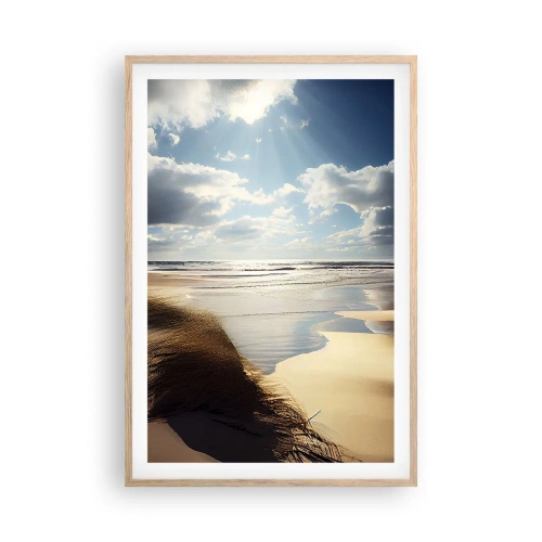 Poster in einem Rahmen aus heller Eiche - Strand, wilder Strand - 61x91 cm