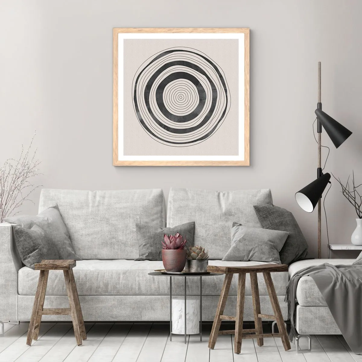 Poster in einem Rahmen aus heller Eiche - Wichtig ist, was dazwischen liegt - 60x60 cm