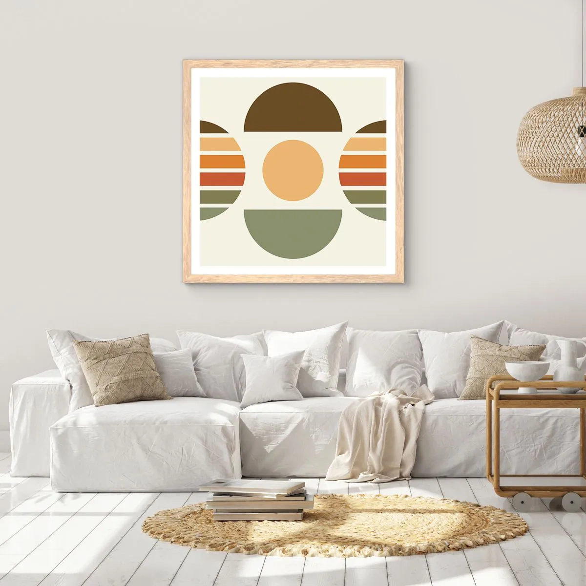 Poster in einem Rahmen aus heller Eiche - In Erdtönen - 30x30 cm