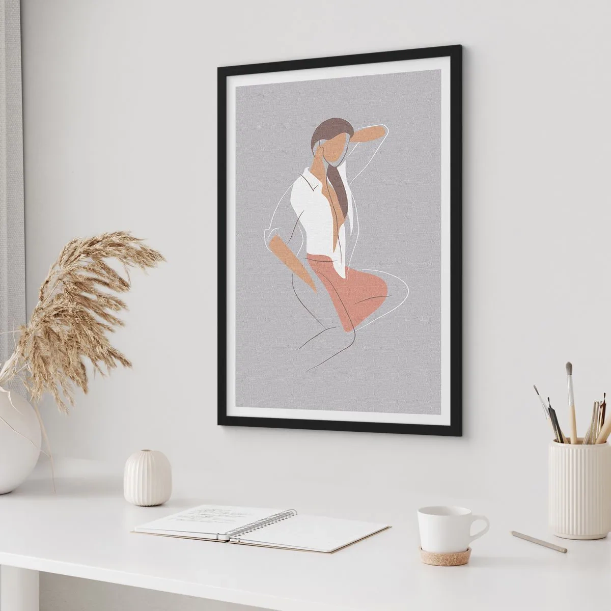 Poster in einem schwarzem Rahmen - Umriss der Anmut - 61x91 cm