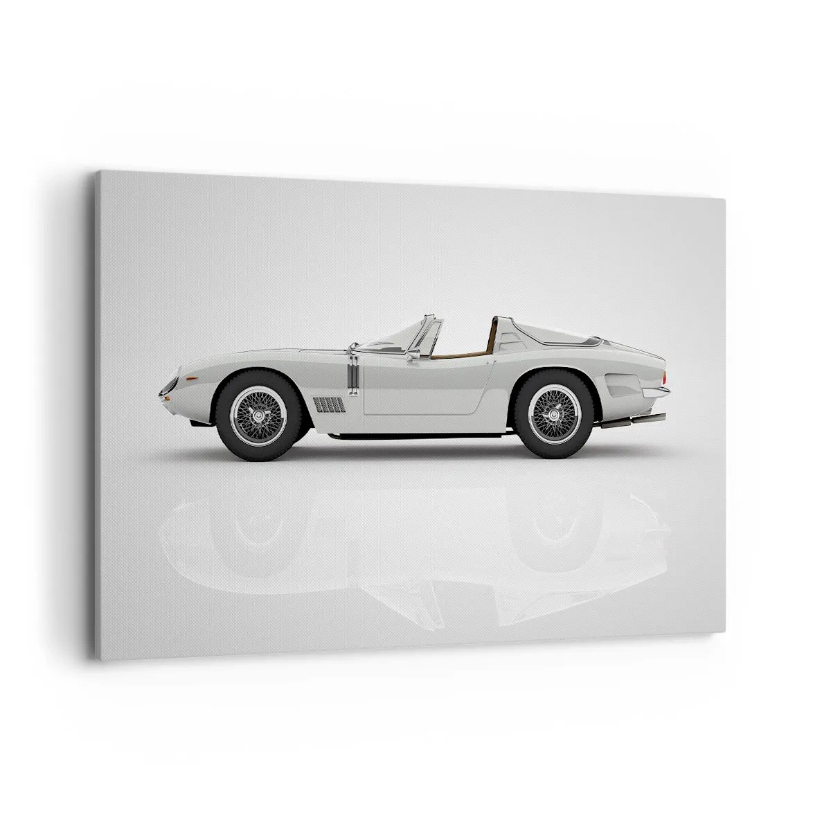 Bild auf Leinwand - Leinwandbild - Klassisches weißes Cabrio auf hellem Hintergrund - 120x80cm - Spaß versprochen - Moderne Wanddekoration für Wohnzimmer und Schlafzimmer ARTTOR