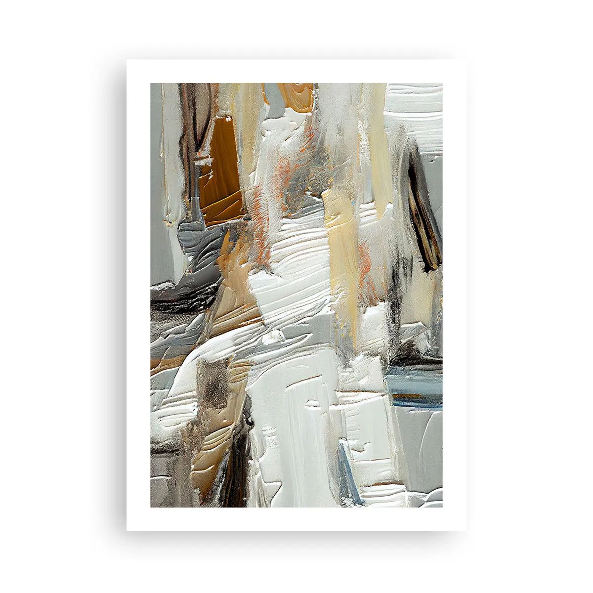 Poster - Texturale Abstraktion in neutralen Farbtönen - 50x70cm - Bunte Schichten - Moderne Wanddekoration für Wohnzimmer und Schlafzimmer ARTTOR