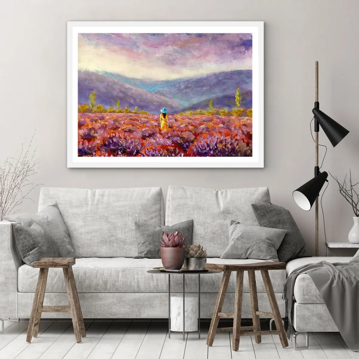 Poster in einem weißen Rahmen - In einer Lavendelwelt - 40x30 cm