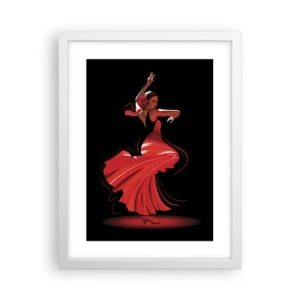 Poster in einem weißen Rahmen - Der feurige Geist des Flamenco - 30x40 cm
