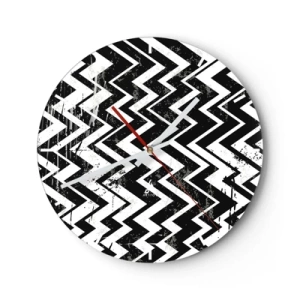 Wanduhr - Glasuhr - Zick-weiß, Zack-schwarz - 40x40 cm