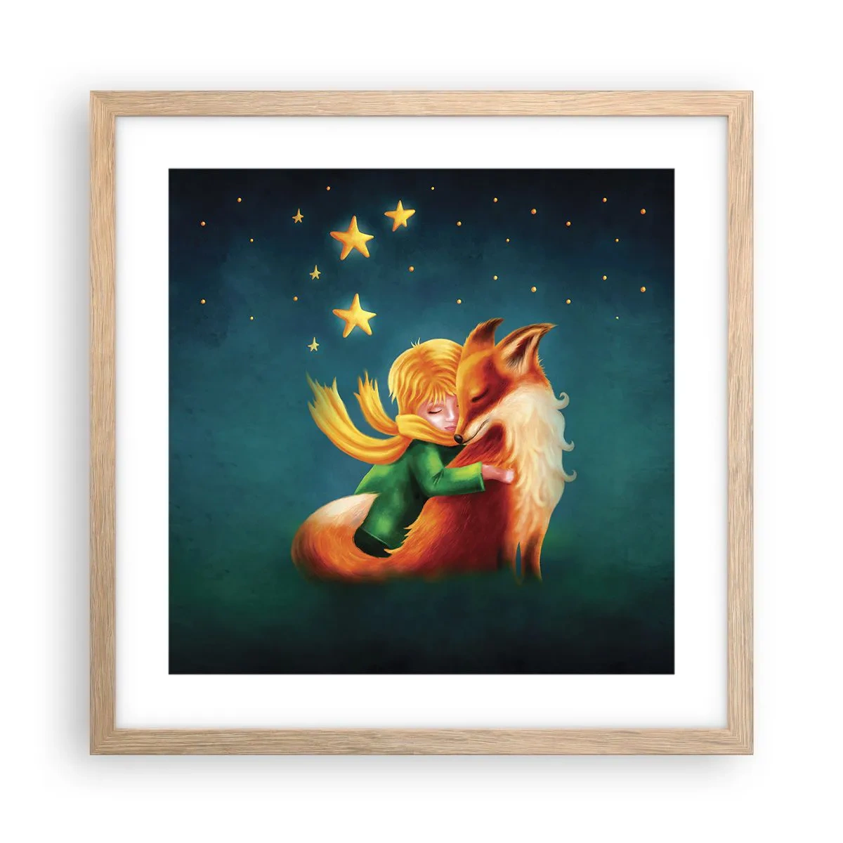 Poster in einem Rahmen aus heller Eiche - Kleiner Prinz - 40x40 cm