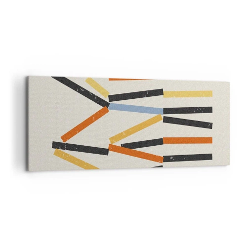 Bild auf Leinwand - Leinwandbild - Abstrakte Komposition mit farbigen und schwarzen Rechtecken in horizontaler Anordnung - 120x50cm - Komposition auf der Ebene - Moderne Wanddekoration für Wohnzimmer und Schlafzimmer ARTTOR