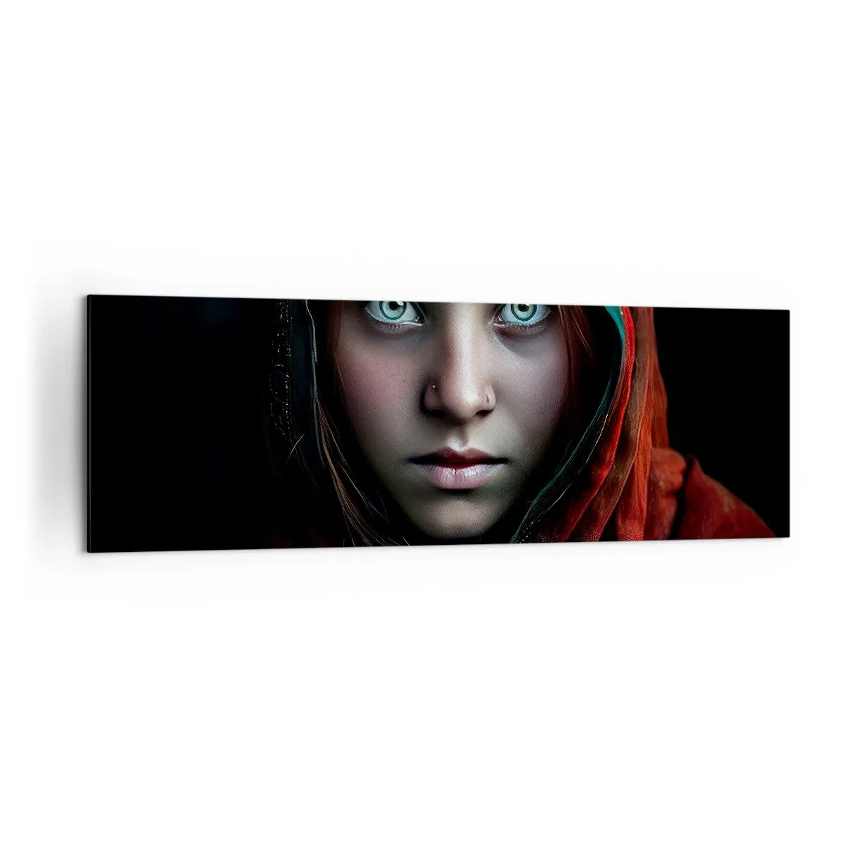 Bild auf Leinwand - Leinwandbild - Porträt einer Frau mit intensivem Blick in warmen Farben - 160x50cm - Prinzessin aus dem Osten - Moderne Wanddekoration für Wohnzimmer und Schlafzimmer ARTTOR