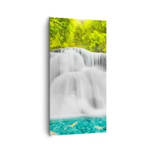 Bild auf Leinwand - Leinwandbild - Eine schaumige Kaskade von grün bis azurblau - 65x120 cm