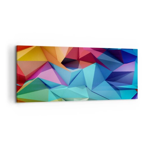 Bild auf Leinwand - Leinwandbild - Bunte geometrische Abstraktion in lebendigen Farben - 120x50cm - Regenbogen-Origami - Moderne Wanddekoration für Wohnzimmer und Schlafzimmer ARTTOR