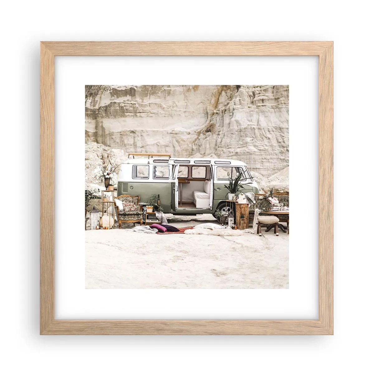 Poster in einem Rahmen aus heller Eiche - Es ist die Zeit, die Reise zu beginnen - 30x30 cm