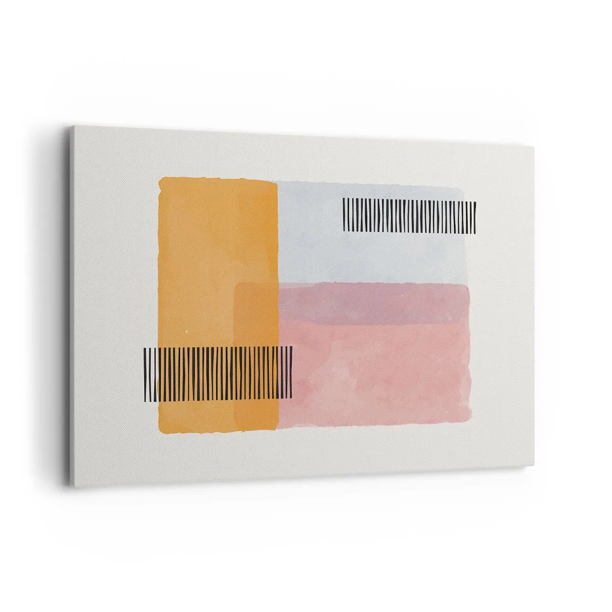 Bild auf Leinwand - Leinwandbild - Geometrie in Pastellfarben mit Linien auf hellem Hintergrund - 120x80cm - Von Ecke zu Ecke - Moderne Wanddekoration für Wohnzimmer und Schlafzimmer ARTTOR