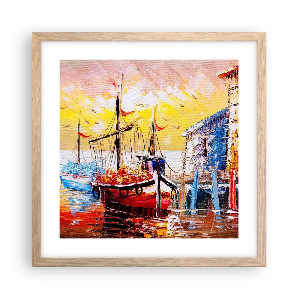 Poster in einem Rahmen aus heller Eiche - Glückliche Rückkehr - 40x40 cm