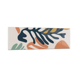 Glasbild - Bild auf glas - Bunte Blätter im abstrakten Stil - 160x50cm - Korallenmeere - Moderne Wanddekoration für Wohnzimmer und Schlafzimmer ARTTOR