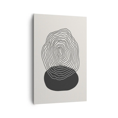 Bild auf Leinwand - Leinwandbild - Abstraktes Muster mit Linien und Formen in Schwarz und Weiß - 80x120cm - Dauer und Schwingung - Moderne Wanddekoration für Wohnzimmer und Schlafzimmer ARTTOR