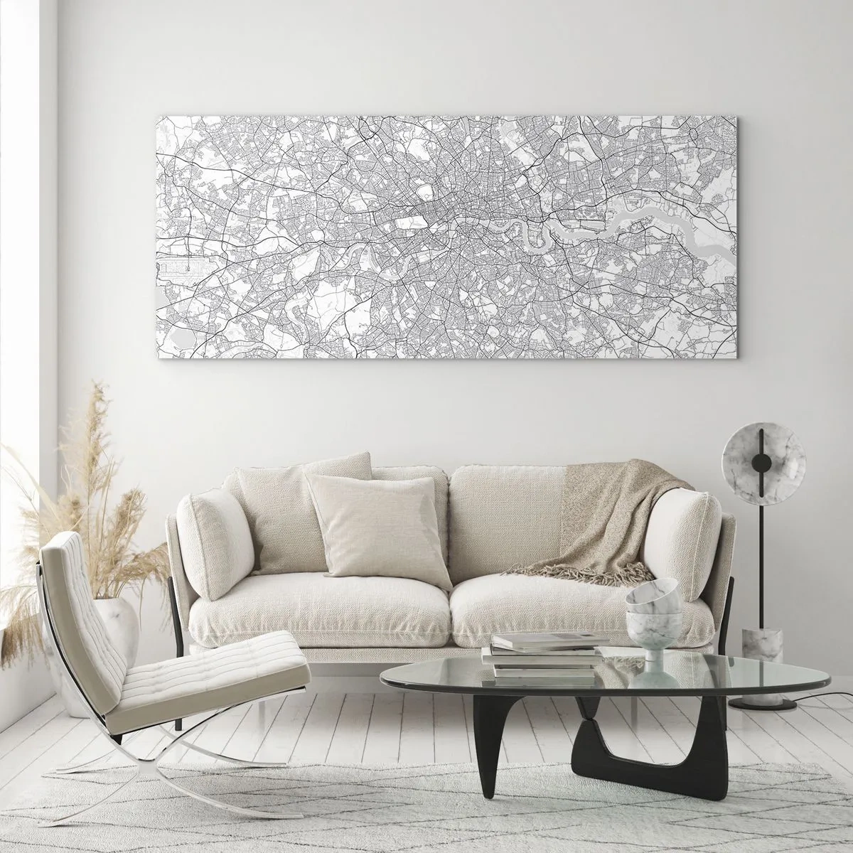 Glasbild - Bild auf glas - Karte des Labyrinths von London - 90x30 cm