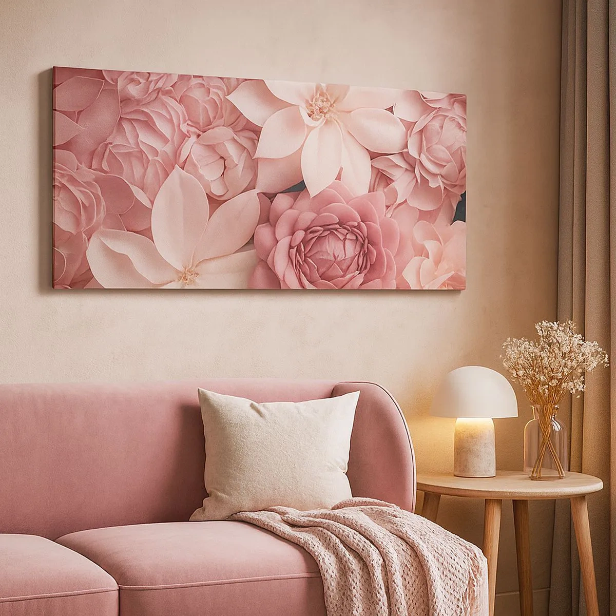 Bild auf Leinwand - Leinwandbild - In rosa Blütenblättern - 100x40 cm